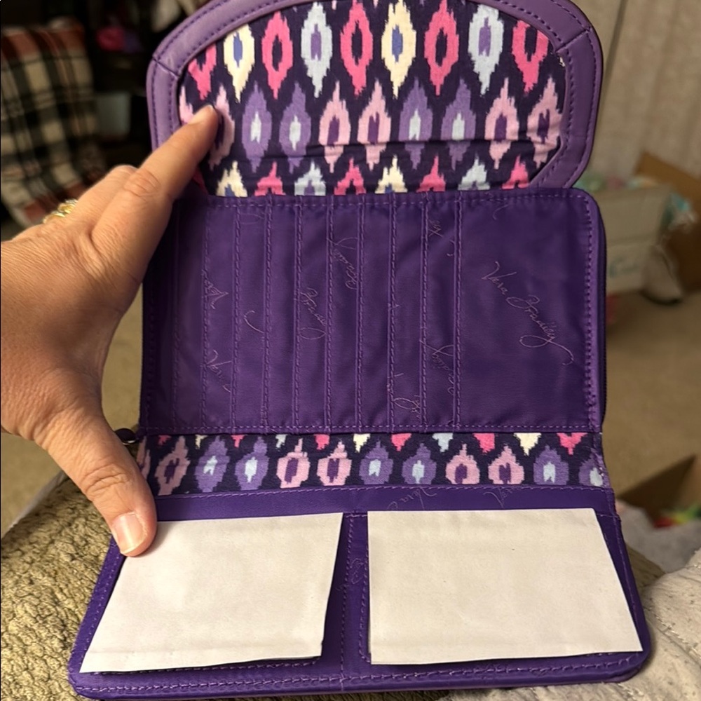 Vera Bradley Purple and Pink Wallet with Intricate Patterns - Picture 4 of 4